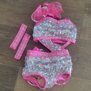 EUC Custom pink and silver dance costume